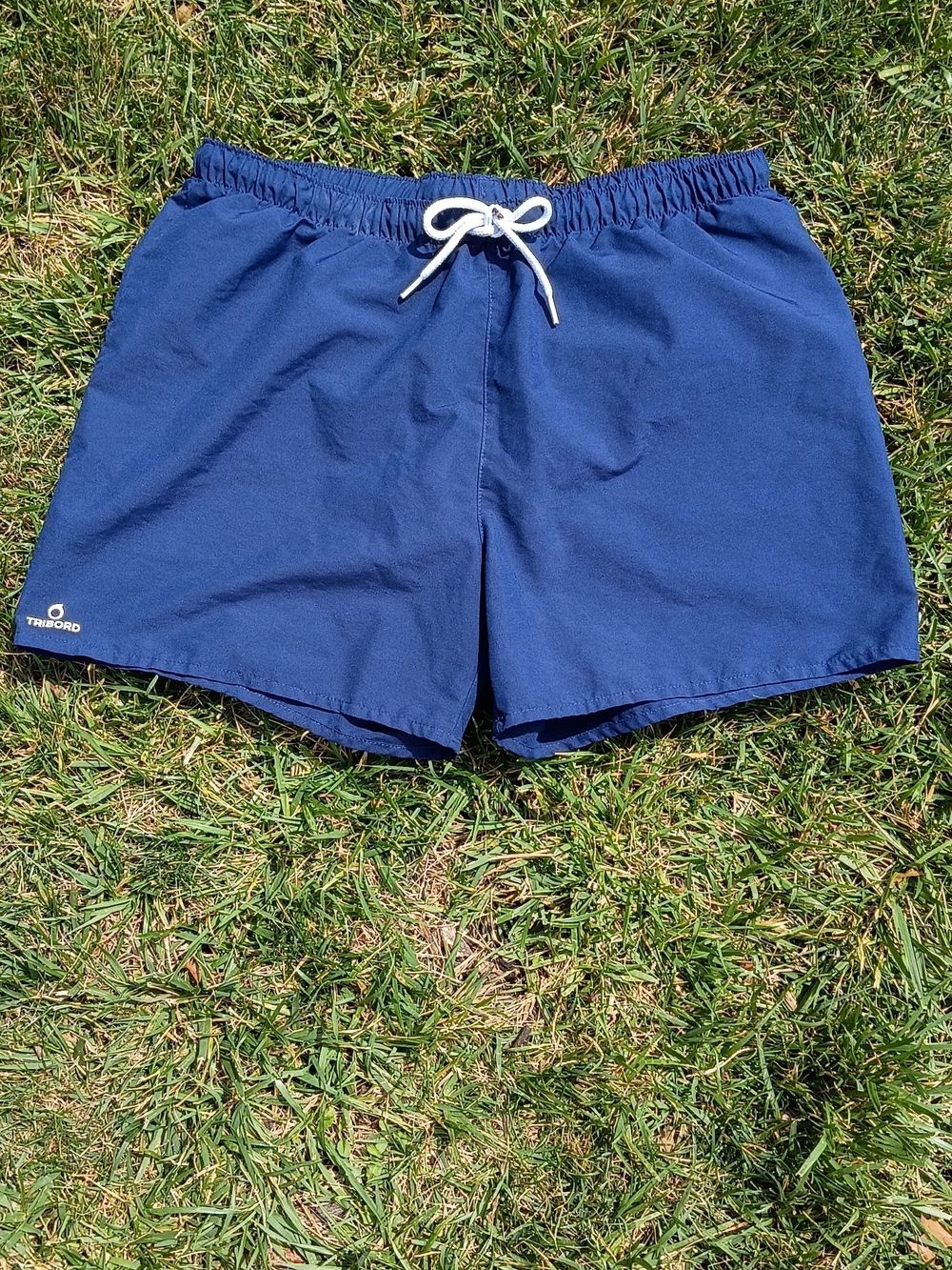 Nautical Coastal Swim Trunks Blue Beach Board Shorts Mesh Lined Vacation XL